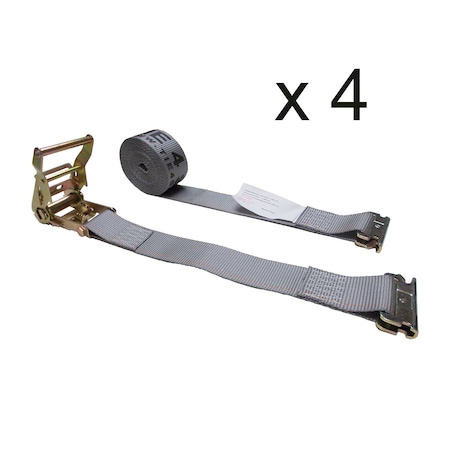 Tie 4 Safe 2 x 16' E Track Ratchet Straps w/ E Clips, WLL- 1,000 lbs., PK4 RT06-16M23G-4 